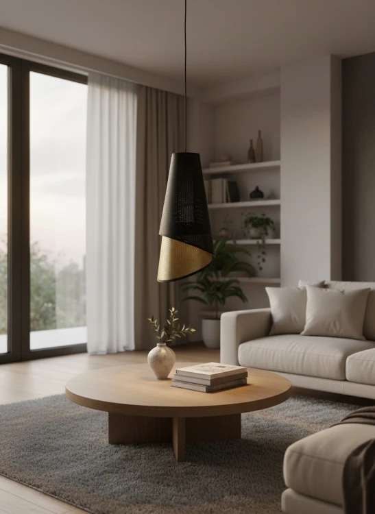 Abażur Loft Czarno-Złoty loft Dual aranżacja.jpg
