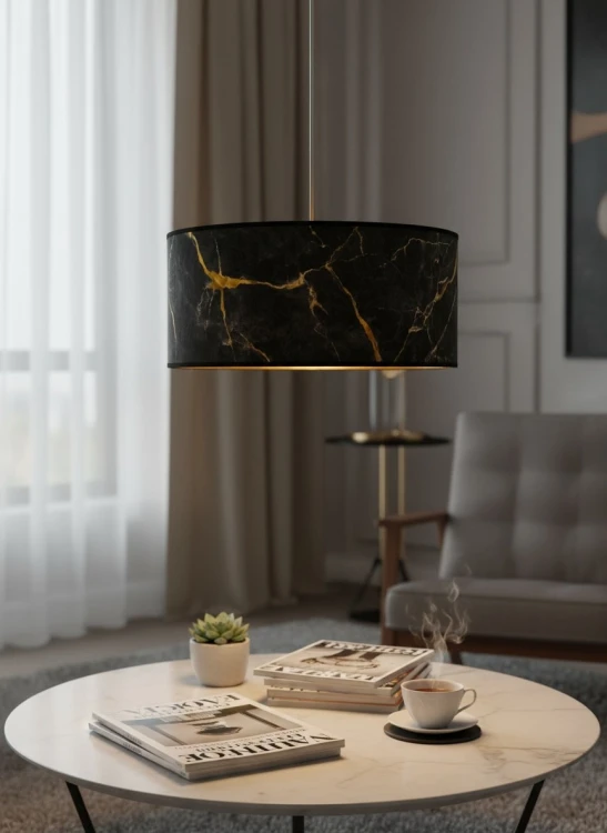 Abażur walec marmur czarno złoty elegancki glamour E27.jpg