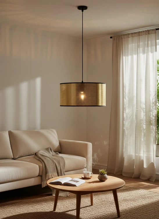 Abażur walec loft czarne złoto 1 aranżacja.jpg