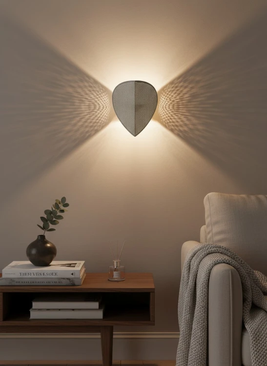 Abażur w kształcie liścia biały loft E14 kinkiet aranżacja 2.jpg