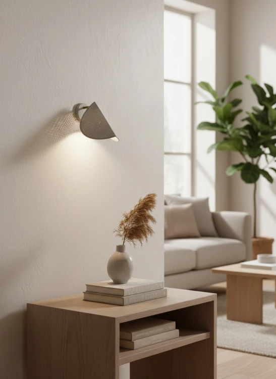Abażur w kształcie liścia biały loft E14 kinkiet aranżacja.jpg