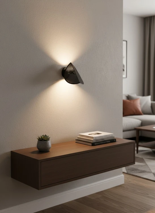 Abażur w kształcie liścia czarny loft E14 kinkiet aranżacja 2.jpg