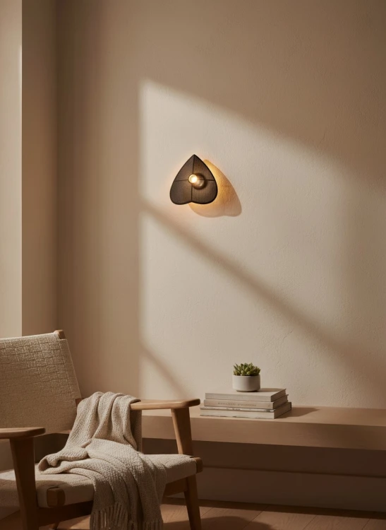 Abażur w kształcie liścia czarny loft E14 kinkiet aranżacja.jpg