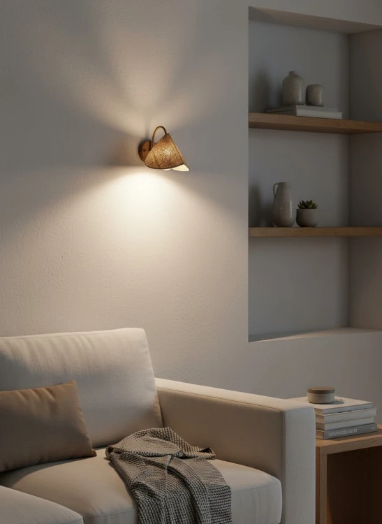 Abażur w kształcie liścia rattan E14 kinkiet aranżacja 2.jpg